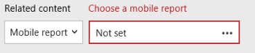 Screenshot: Option „Verwandte Inhalte“ auf „Mobiler Bericht“ und Option „Mobilen Bericht auswählen“ auf „Nicht festgelegt“ festgelegt