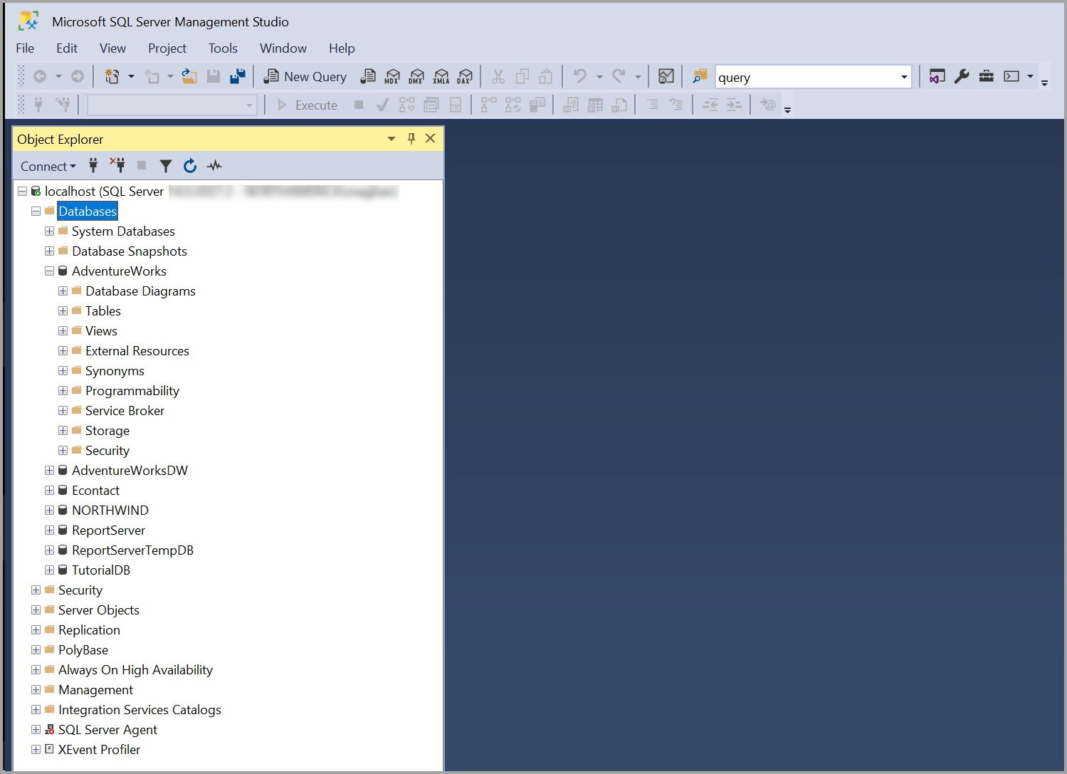 Screenshot of the SQL Server Management Studio.