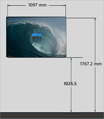 50-Zoll-Modelle von Surface Hub 2S oder Surface Hub 3 wandmontiert Frontansicht.