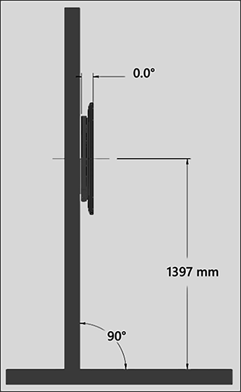 50-Zoll-Modelle von Surface Hub 2S oder Surface Hub 3 Wandhalterung Seitenansicht.