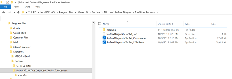 Screenshot: Liste der installierten Dateien in Explorer