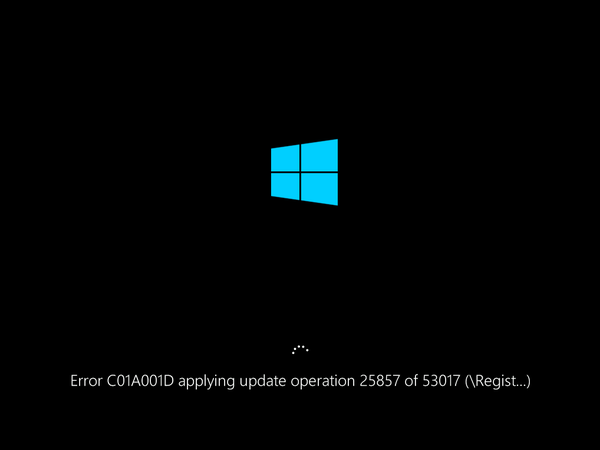 Screenshot zeigt, dass die Ausführung der VM mit dem Fehlercode C01A001D fehlschlägt.