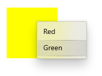 Ein Kontextmenü mit den Optionen Rot und Grün