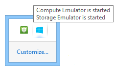 Azure-Emulator in der Taskleiste