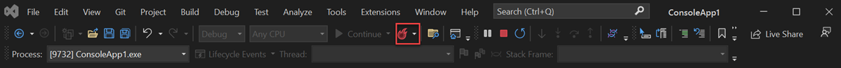 Screenshot von Hot Reload in Visual Studio 2022.