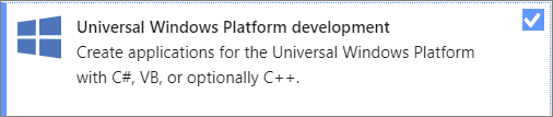 Screenshot of the Universal Windows Platform Development workload from the Visual Studio Installer