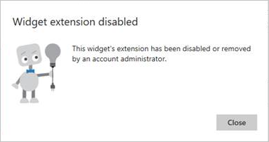 Screenshot of Disabled widget extension notification.