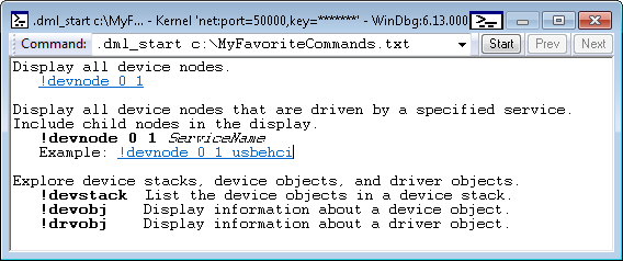 Screenshot der Ausgabe einer benutzerdefinierten DML-Datei.
