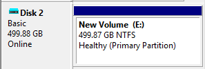 Disk shown as online with a healthy volume