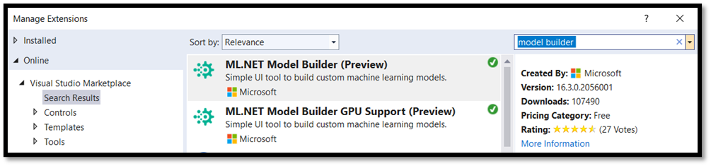Model builder extension