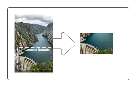 Abbildung der Inhaltsgrenzen eines Originalbilds und des resultierenden beschnittenen Bilds
