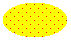 Abbildung einer Ellipse, die mit spärlichen, gleichmäßigen Punkten über einer Hintergrundfarbe gefüllt ist