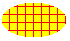 Abbildung einer Ellipse, die mit einem Raster horizontaler und vertikaler Linien über einer Hintergrundfarbe gefüllt ist