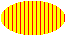 Abbildung einer Ellipse, die mit vertikalen Linien über einer Hintergrundfarbe gefüllt ist 