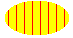 Abbildung einer Ellipse, die mit weit verteilten vertikalen Linien über einer Hintergrundfarbe gefüllt ist
