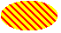 Abbildung einer Ellipse, die mit breiten, weiträumigen, schrägen Linien über einer Hintergrundfarbe gefüllt ist