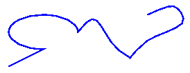 Abbildung eines Pfads, der eine Linie, einen Bogen, eine Bezier-Spline und eine Kardinalspline kombiniert