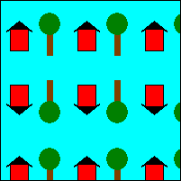 Abbildung, die zeigt, dass das Basisbild horizontal und vertikal wiederholt wird, aber gerade nummerierte Zeilen vertikal umgekehrt werden