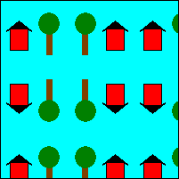Abbildung, die zeigt, dass abwechselnde Instanzen des Basisbilds in jeder Zeile horizontal gekippt werden, und abwechselnde Zeilen werden vertikal gekippt.