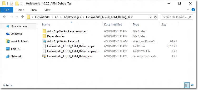 Screenshot des Dateiinhalts des App-Pakets