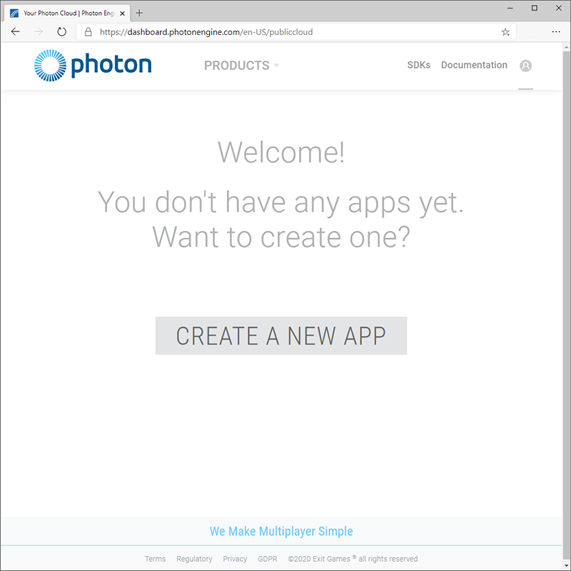 Die Seite „Willkommen“ des Photon-Dashboards