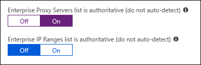 Microsoft Intune wählen Sie aus, ob Windows nach weiteren Proxyservern oder IP-Adressbereichen in Ihrem Unternehmen suchen soll.
