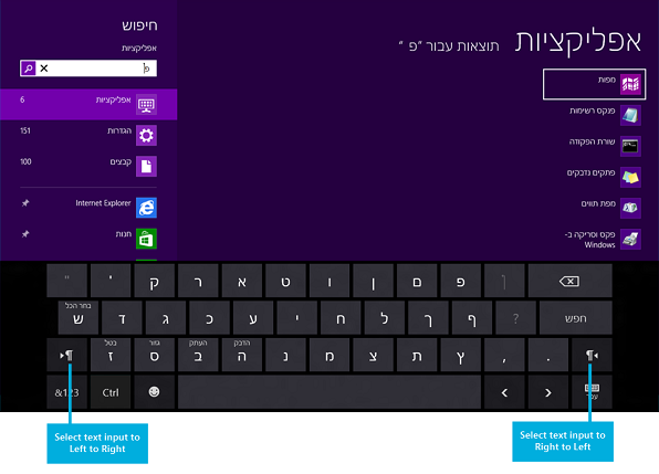 Touchtastatur für BiDi-Sprache