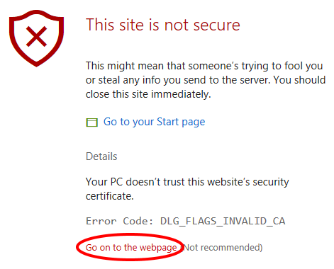 Device Portal Certificate Error