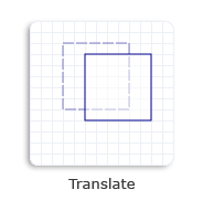 Abbildung eines Quadrats, das von seiner ursprünglichen Position nach rechts und unten verschoben wurde