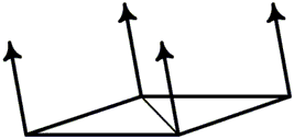 Abbildung einer flachen Fläche aus zwei Dreiecken mit Scheitelpunktnormalen