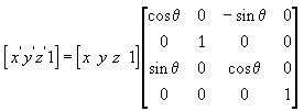 Gleichung einer y-Rotationsmatrix für einen neuen Punkt