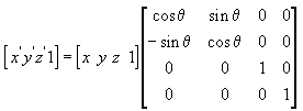 Gleichung einer z-Rotationsmatrix für einen neuen Punkt