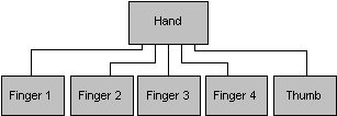 Diagramm der Hierarchie einer menschlichen Hand