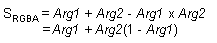 Gleichung der glatten Add-Operation (s(rgba) = arg1 + arg 2 x (1 - arg1))