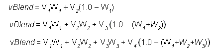 Formeln des linearen Mischens für drei Mischfälle