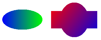 Abbildung einer Form, die von einem horizontalen Farbverlauf und einem durch einen diagonalen Farbverlauf gespeichert wird