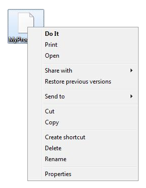 Screenshot des Kontextmenüs "Do it default verb"