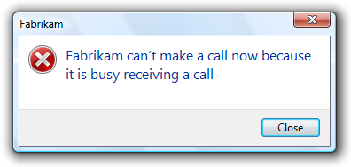 Screenshot der Nachricht: Beschäftigt beim Empfangen eines Anrufs 
