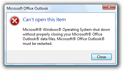 Screenshot: Microsoft Office Outlook-Meldung 