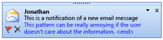 Screenshot der Benachrichtigung über eine neue E-Mail-Nachricht 