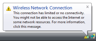 Screenshot: Keine Netzwerkverbindungsbenachrichtigung 