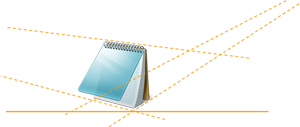 Abbildung des Notizbuchs mit Linien mit Perspektive