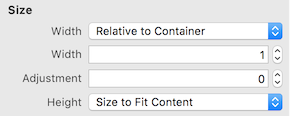 Verwenden Sie relativ zu Container oder Größe, um Inhalten in festen Größen anzupassen.
