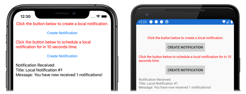 Anwendung für lokale Benachrichtigungen unter iOS und Android