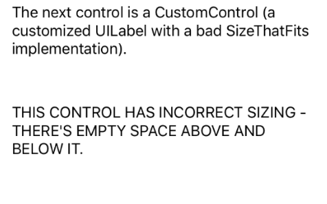 iOS CustomControl mit fehlerhafter GrößeThatFits-Implementierung