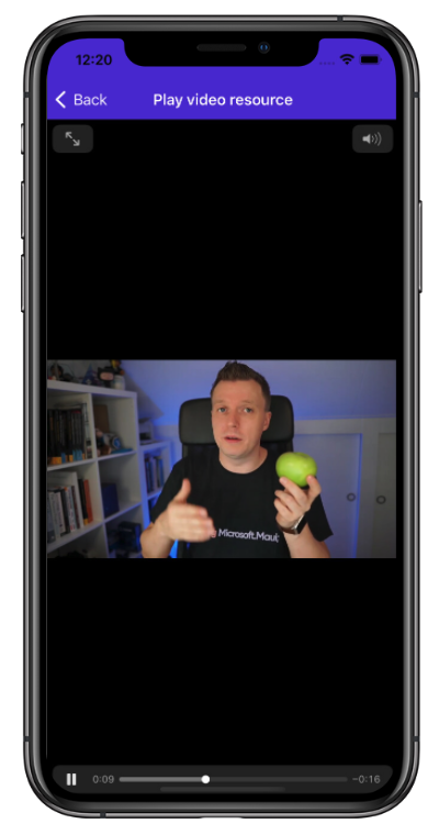 Screenshot of video playback on iOS.