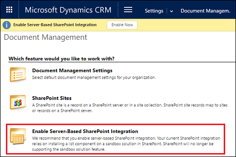 Enable SharePoint Integration.