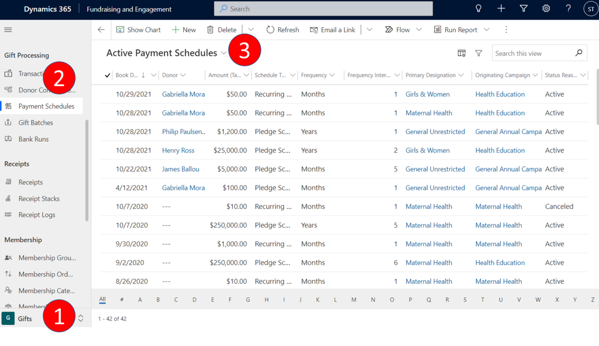 Work with payment schedule records.