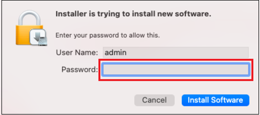 Screenshot that shows the password dialog box.