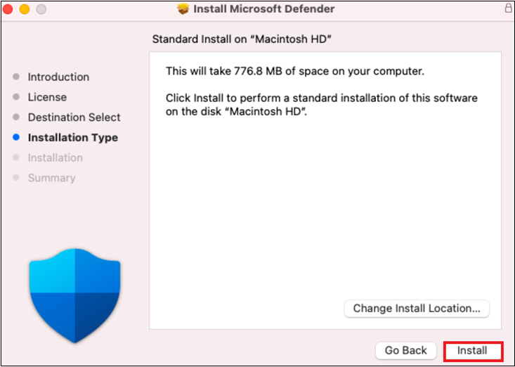 Screenshot that shows the final installation step.